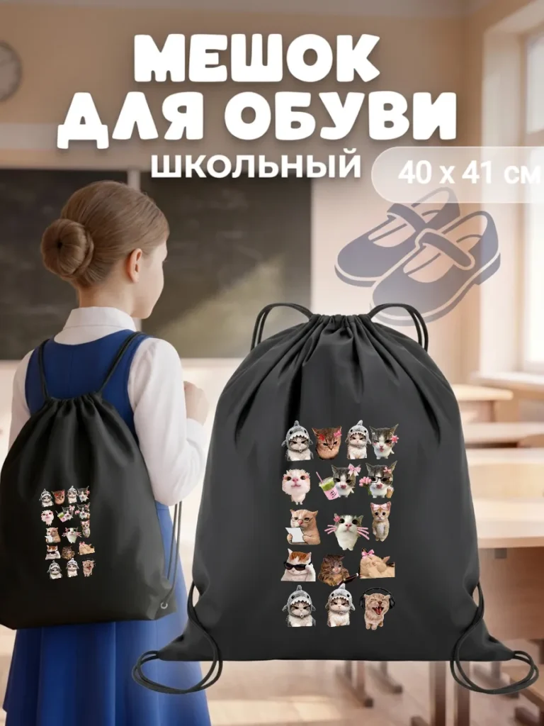 Мешок для обуви коты мемы