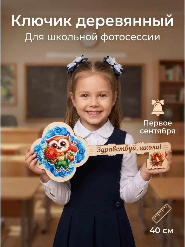 Большой ключ из фанеры на 1 сентября для фотосессии