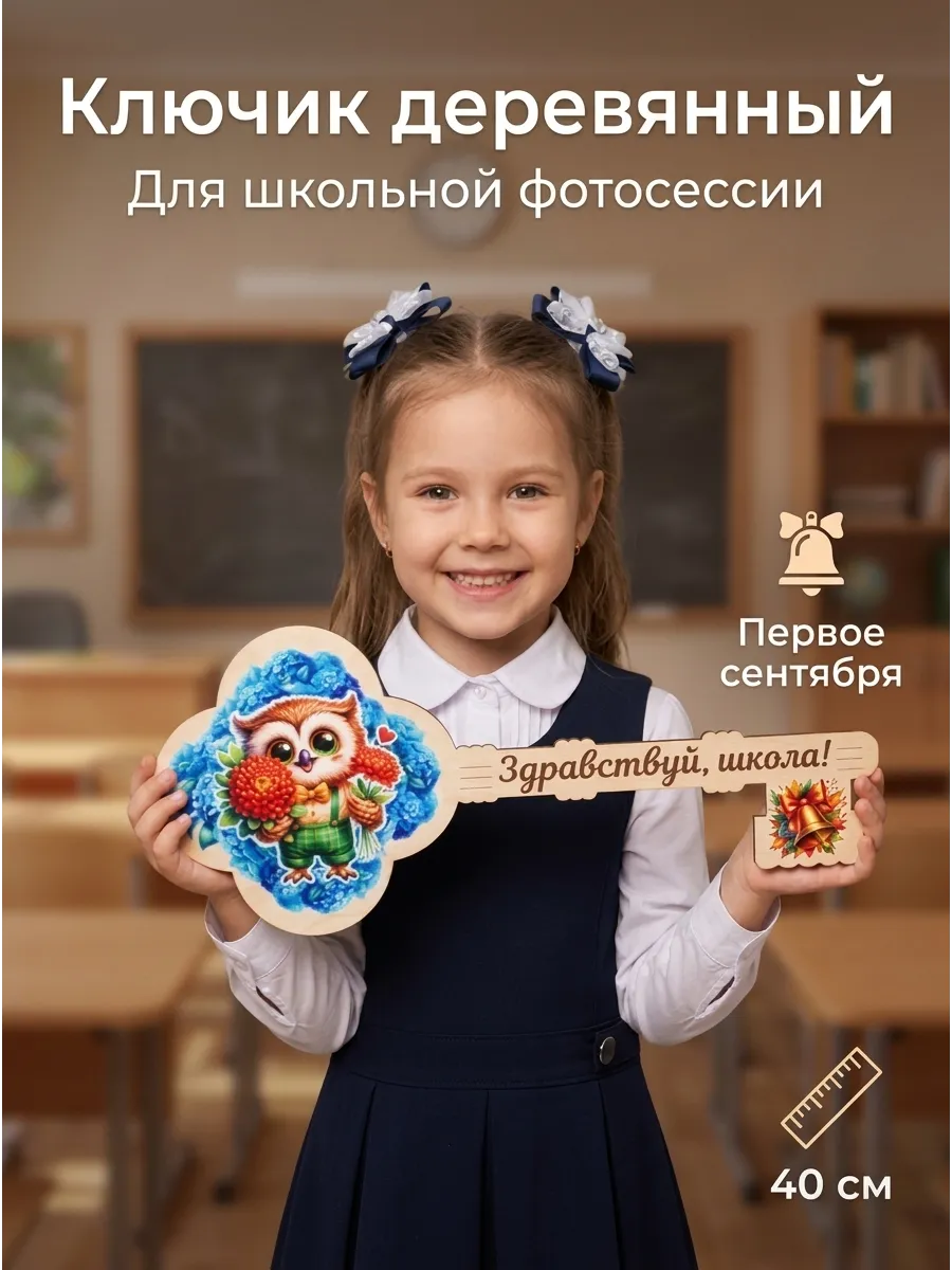 Большой ключ из фанеры на 1 сентября для фотосессии — изображение 3