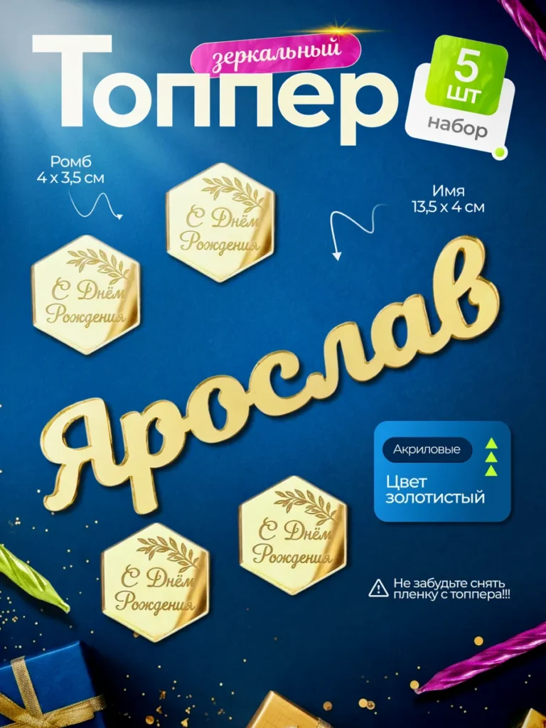 Топпер на торт Ярослав С днем Рождения