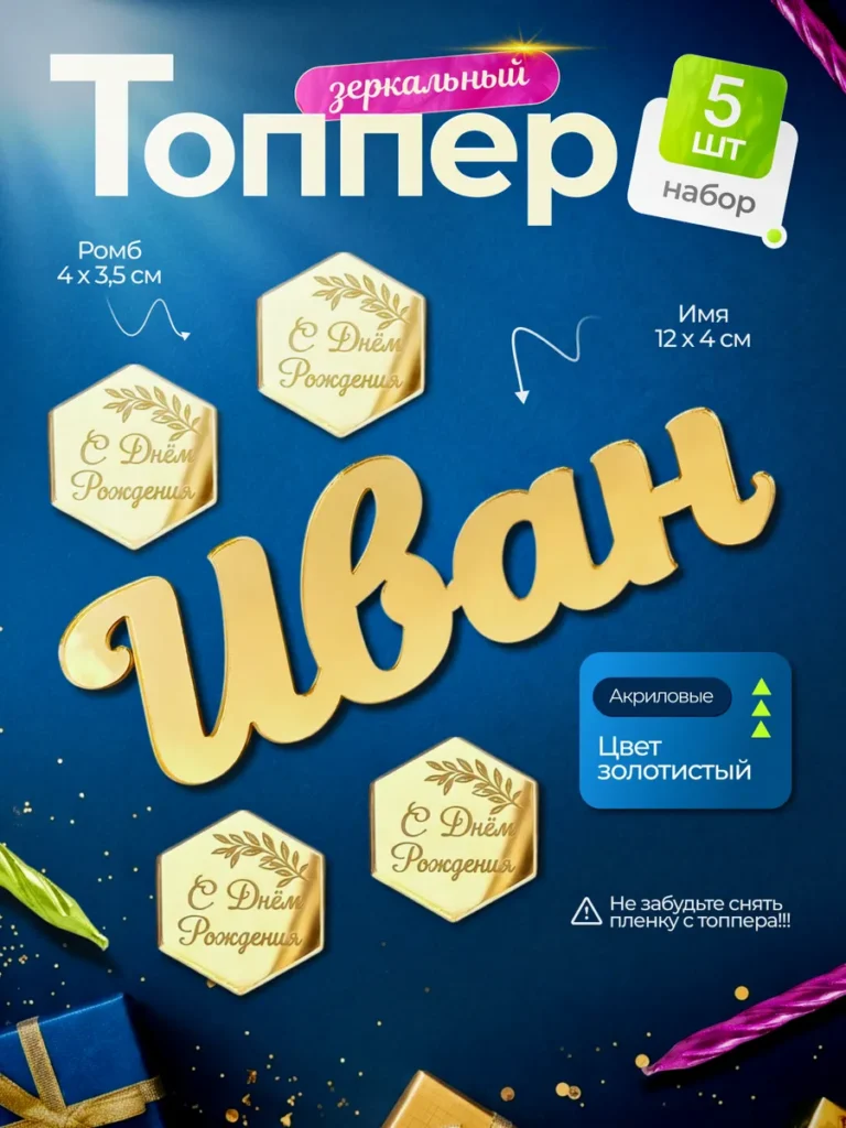 Топпер на торт Иван С днем Рождения