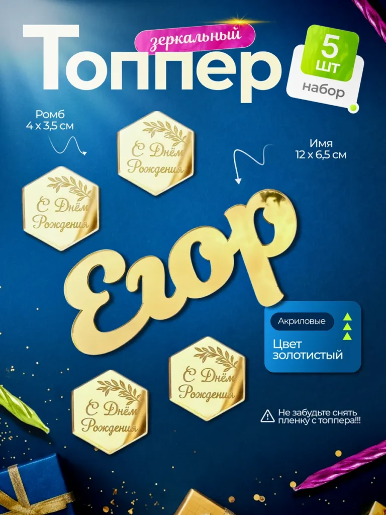Топпер на торт Егор С днем Рождения
