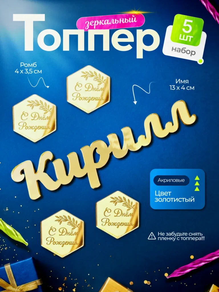 Топпер на торт Кирилл С днем Рождения