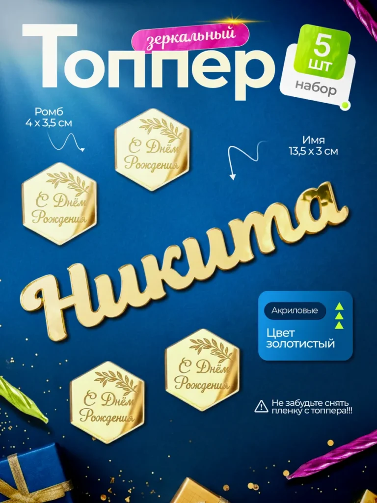 Топпер на торт Никита С днем Рождения