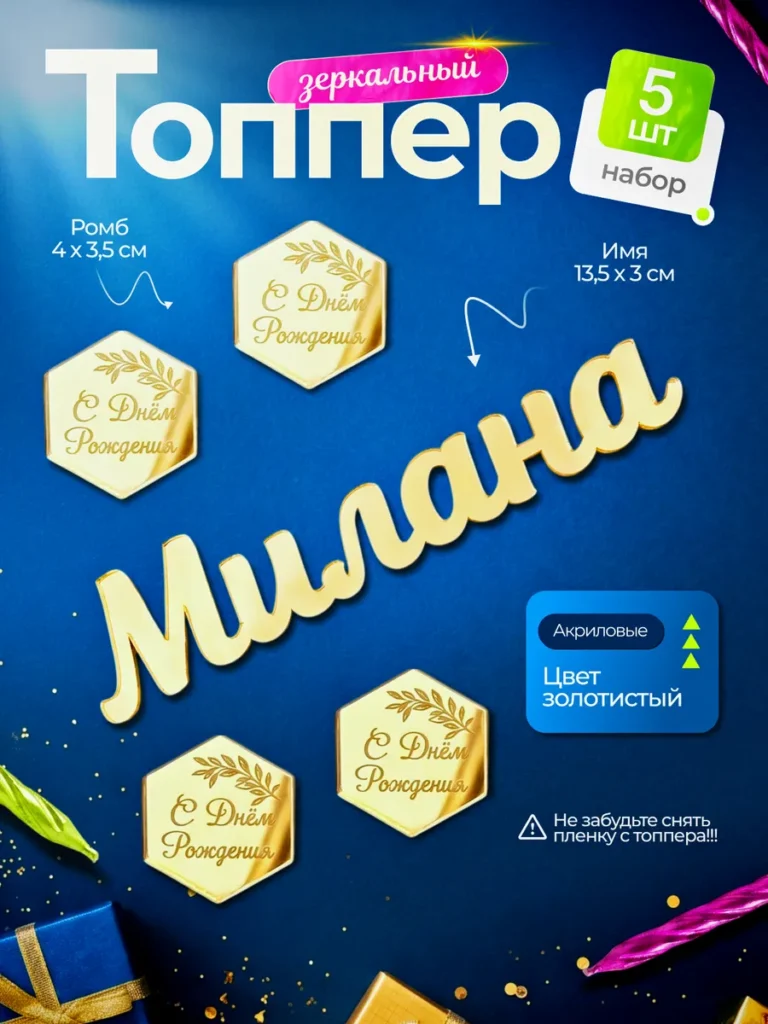 Топпер на торт Милана С днем Рождения