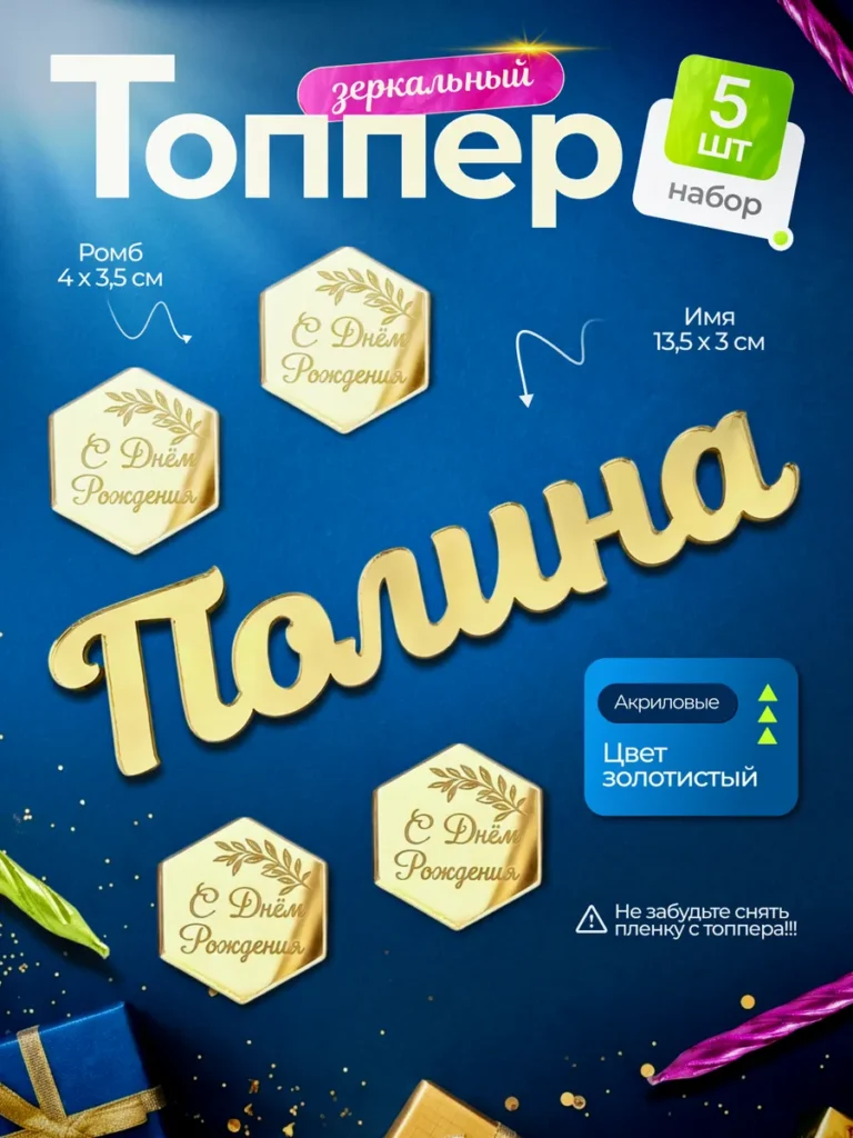 Топпер на торт Полина С днем Рождения