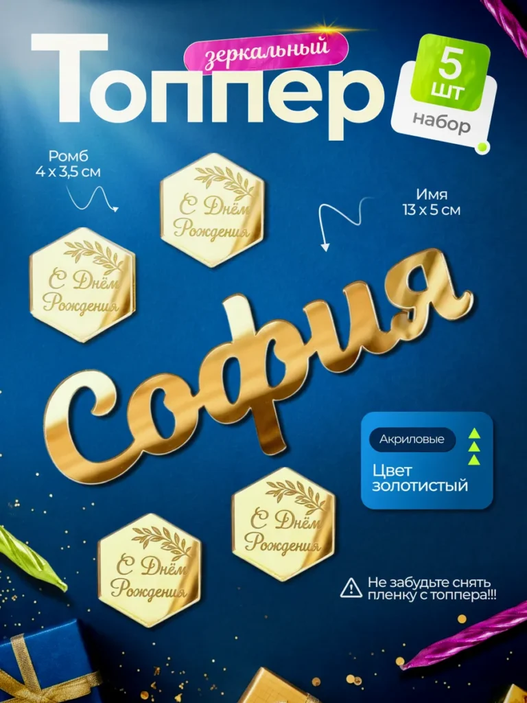 Топпер на торт София С днем Рождения