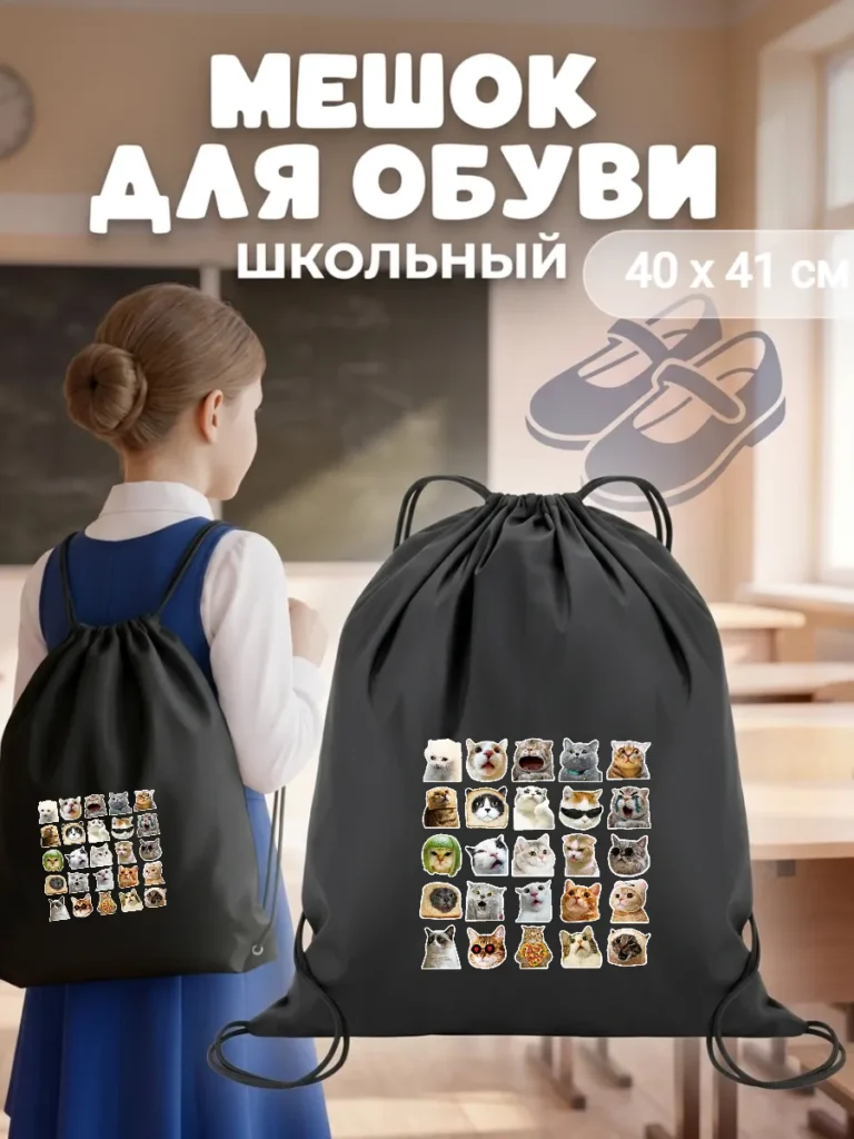 Мешок для обуви коты мемы
