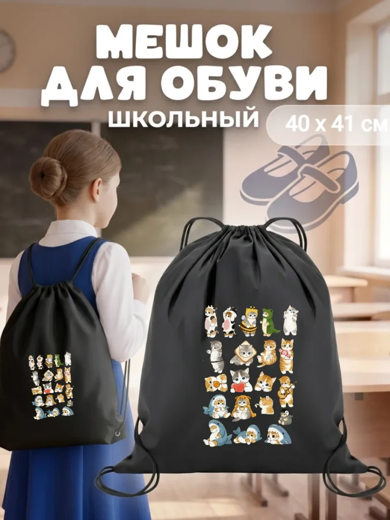 Мешок для обуви коты мемы
