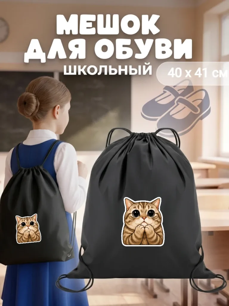 Мешок для обуви милый котик