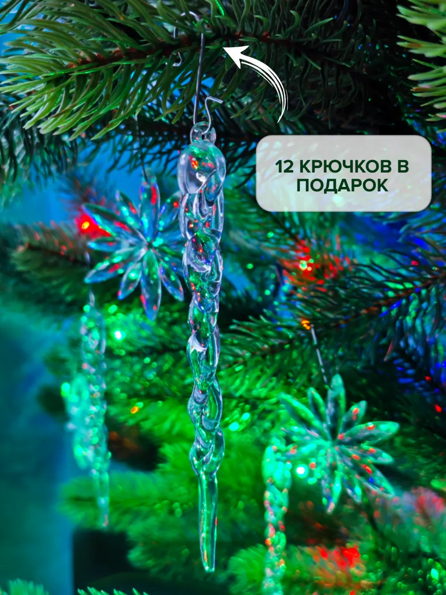 Набор «новогодних ёлочных игрушек» Сосулька 12 шт — изображение 9